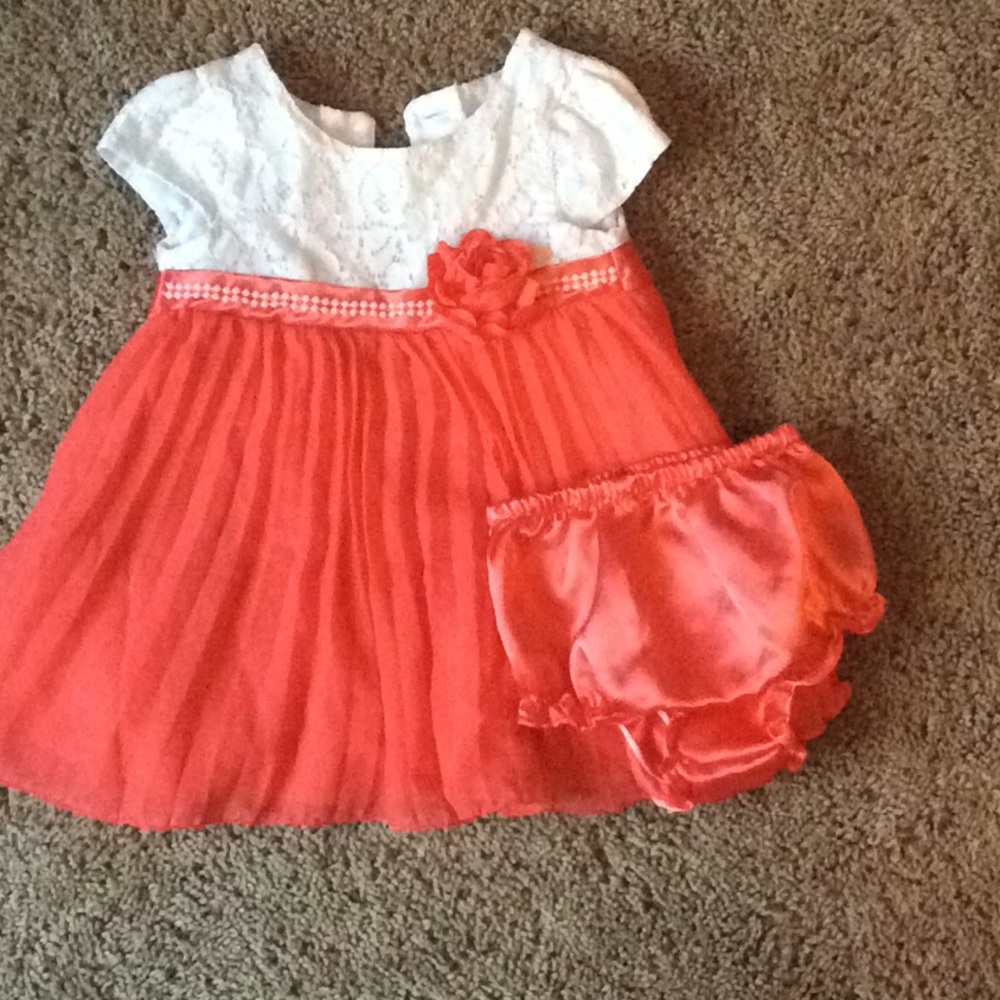 Red baby dress with underwear/ diaper cover